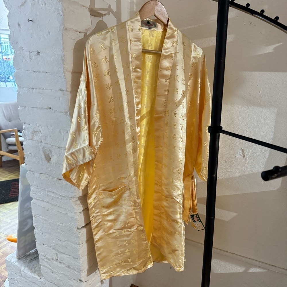 Luxurious Yellow Kimono Robe
